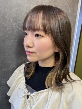 アンテナ 安城店(ANTENA) インナーカラーイヤリングカラーミルクティーベージュくびれヘア