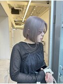 柔らかラベンダーベージュ×ボブ