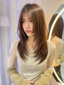 サイン 渋谷(SIGN) 韓国ヘアハッシュカットレイヤーカットベージュブリーチ無し