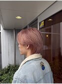 ピンクベージュカラーウルフカット