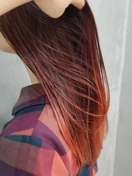 テトヘアー(teto hair) オレンジブラウン　ハイライト　グラデーション　暖色カラー