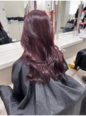 ブリーチなしワインレッド