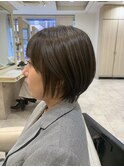 伸ばしかけショート オリーブグレージュ オリーブカラー