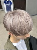フェザーパーマ/グレーブルーカラー/刈り上げショートパンク