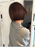 前下がりボブ 切りっぱなしボブ 髪質改善 縮毛矯正 暖色
