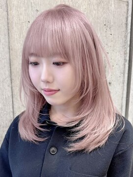 サンク 原宿 表参道(cinq) ハッシュカットミディアムレイヤーカットミルクティーベージュ