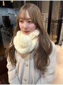 福井ミルクティーベージュダブルカラー韓国レイヤー顔周り学生