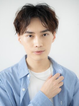メンズヘア ビーセカンド 草加店(MENS HAIR B-2) 20代30代ダークブラウン波巻きツイスパ刈り上げマッシュI草加