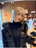 #ミニボブ#ハイトーンボブ#ミルクティーベージュ#20代#30代
