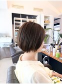 小顔丸みショートボブ20代30代40代前髪あり暗めカラー