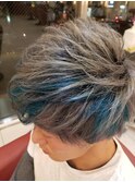 20代30代メンズショートブリーチシルバーグレー