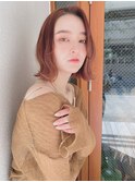 透明感オレンジブラウン◎大人ヘルシーボブ