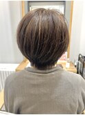 【脱白髪染めハイライト】コンパクトショート★グレージュ