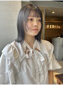 グレージュカラーブリーチなしグレージュボブボブ/中西