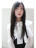暗髪ストレートロング[カールセミディシアーカラー姫カット]