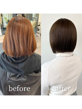 ガルボヘアー 桟橋店(garbo hair) ブリーチなし 透明感カラー アッシュベージュ 丸みボブ