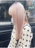 渋谷ピンクベージュカラーペールピンクカラー顔周りレイヤー30代