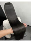 ロングヘアー　ダークアッシュ　縮毛矯正髪質改善　赤坂見附