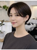 大人ショートボブ/レイヤーショート/前髪なし/20代30代40代