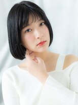 ドクターズ サロン ラブ(Dr's Salon LAB)&nbsp;黒髪エアストレートぱっつん前髪ミニボブu古河20代30代40代