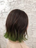 プライズ 池袋店(prize)&nbsp;大人可愛いスタイルグリーン裾カラー韓国風ダブルバング5040