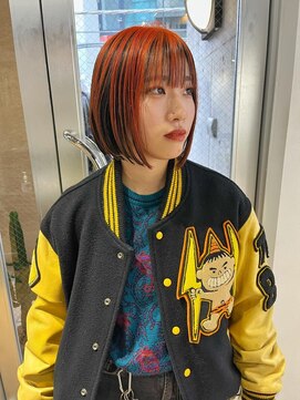 アルカナ 明治神宮前原宿(ARCANA) デザインカラー　オレンジカラー　ボブ　表面カラー