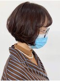 前下がり/デジタルパーマ/ショートボブ/ワンカール/40代50代