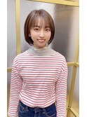 顔まわりカット/ボブ/ベージュ