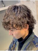 波巻きパーマメンズマッシュウルフツイストスパイラルパーマ