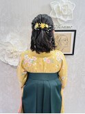 卒業式 袴着付け ハーフアップ 花飾り パールピン