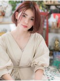 外国人風ショコラピンク前下がりワンレンボブc6川口20代30代40代
