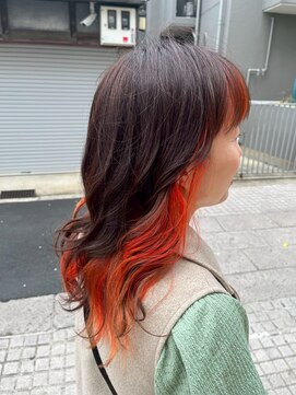 クラン 岡本(Chlan) インナーカラー×アプリコットオレンジ