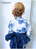 浴衣着付けヘアセット☆編み込みのサイドアップ