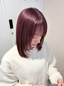 パプス ド コワフュール 川西能勢口店(Pap's de coiffeur) 顔周りレイヤー × ピンクカラー