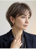 大人可愛い40代50代くびれショートボブ丸みショート