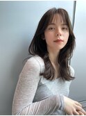 ミディアムレイヤーカット韓国レイヤー顔周りカット韓国ヘア前髪