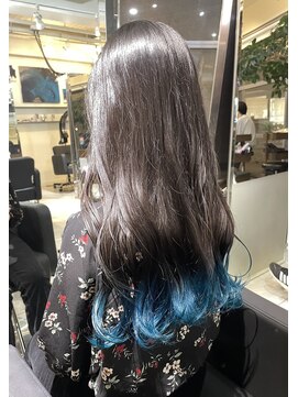 アクアオモテサンドウ(ACQUA omotesando) ＊裾カラーターコイズブルー！毛先ブリーチ水色スカイブルー