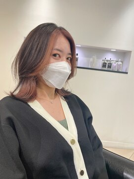 ラブクロムトーキョー オモテサンドウ(LOVECHROME OMOTESANDO) ココアベージュ×くすむピンク大人かわいいフェイスフレーミング