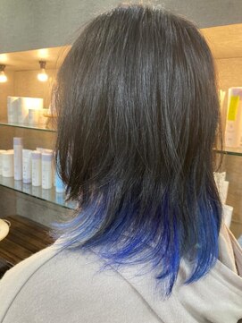 ユアーズ 四街道店(HAIR&NAIL YOURS) インナーカラーインディゴブルーこなれヘアイヤリングカラー