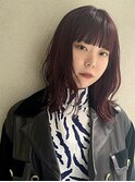 【 切りっぱなしミディアム × ボルドーカラー 】浅野美紀