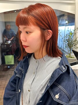 ラレイ ハラジュク(Lalei harajuku) 【白石】オレンジボブ/ブリーチなし/暖色/原宿/10代20代