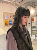 デザインカラーコントラストハイライト切りっぱなしボブ