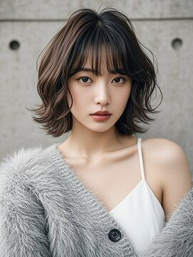 レイヤーカットショートウルフくびれボブ前下がりボブシャギー