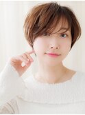 小顔ショート/ゆるふわショート/無造作/アッシュブラウン/20代e