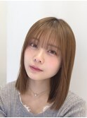 表参道酸性ストレート艶髪ミディアムレイヤーアッシュグレー30代