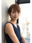 大人かわいい前髪セシルカットココアブラウンフリンジウェーブ
