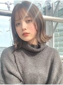 【FRAME博多】可愛い外ハネミディアムヘアイヤリングカラー