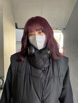 切りっぱなしボブ エアリーロング 美髪 ピンクブラウン