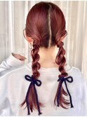 ピンクカラー/ヘアアレンジ/ヘアセット/学割U24/渋谷