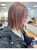 ペールピンクベージ×切りっぱなしロブ